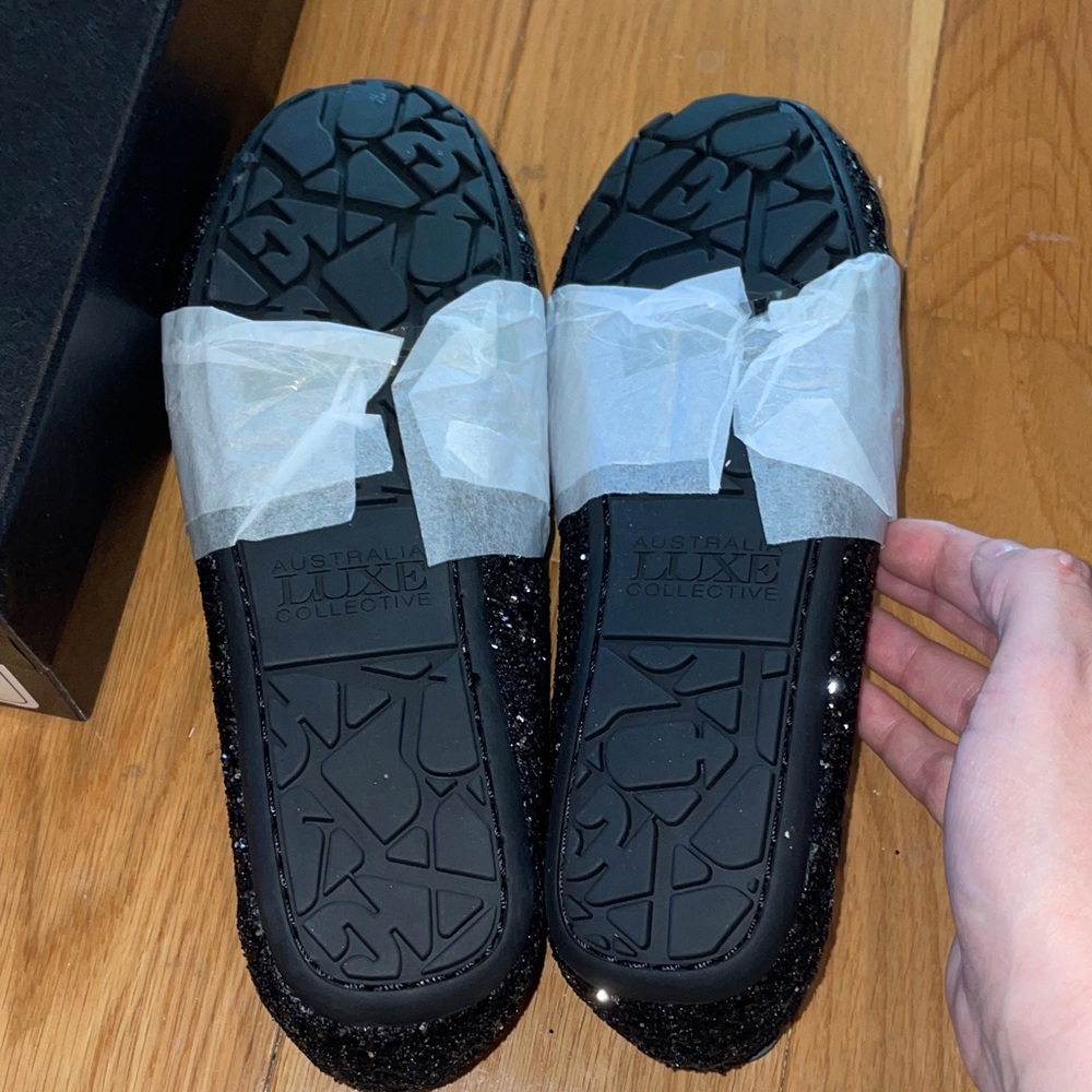 Australia Luxe Collective Black Space Dust Moccasins 7 NIB $185 - Picture 6 of 7